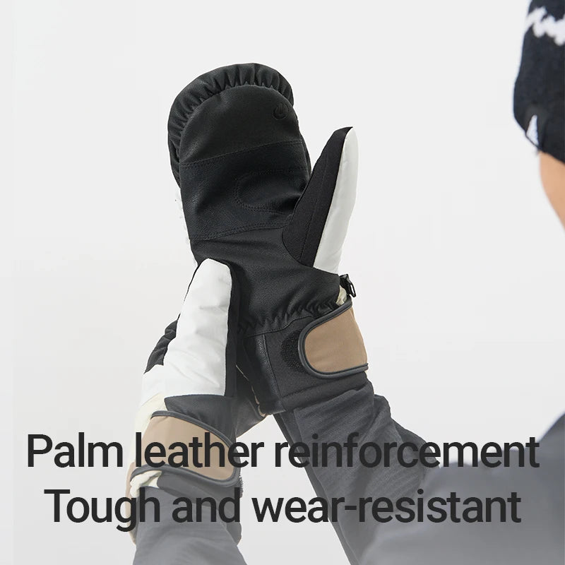 NANEND New color-blocked professional warm and waterproof gold-label P cotton men's and women's ski gloves