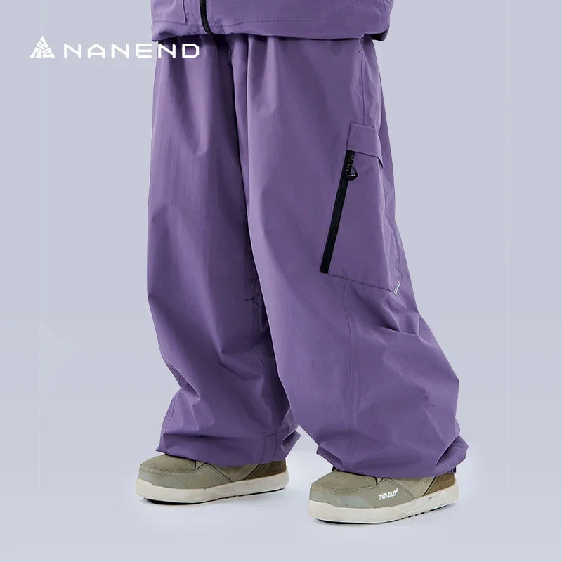 NANEND New Snowboard Ski Pants Women's 3L Full-pressure Glue Loose Waterproof Professional Thickened Men's Ski Pants