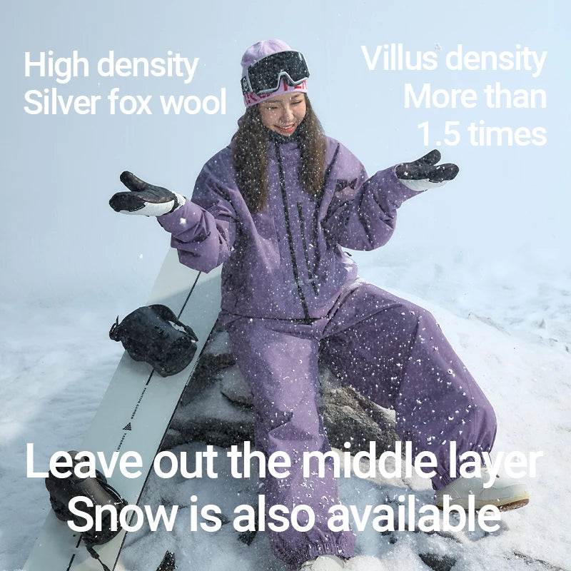 NANEND New Snowboard Ski Pants Women's 3L Full-pressure Glue Loose Waterproof Professional Thickened Men's Ski Pants