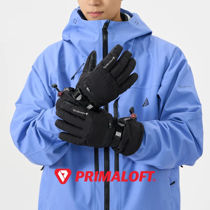 NANEND New Ski Gloves Professional Veneer Gold Standard P Cotton Five Fingers Thickened Waterproof and Warm NS5015