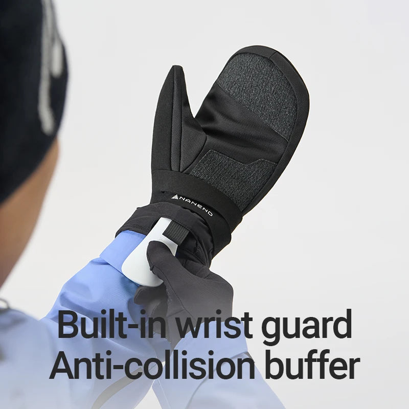 NANEND Cordura durable Kevlar ski gloves with built-in wrist guards and rotating button closure
