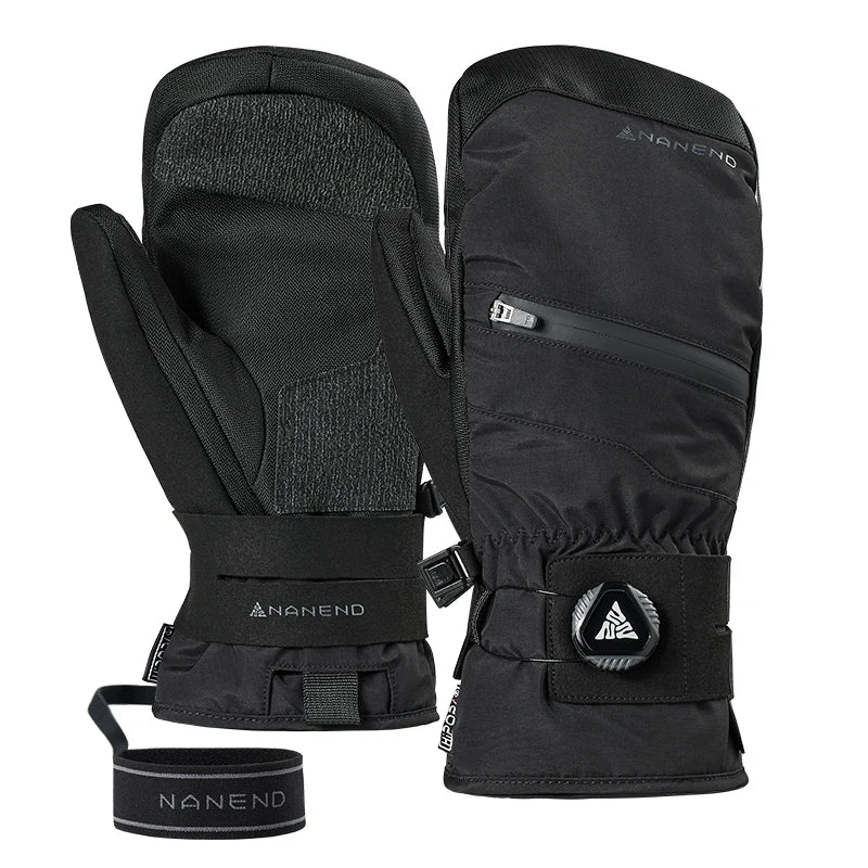 NANEND Cordura durable Kevlar ski gloves with built-in wrist guards and rotating button closure