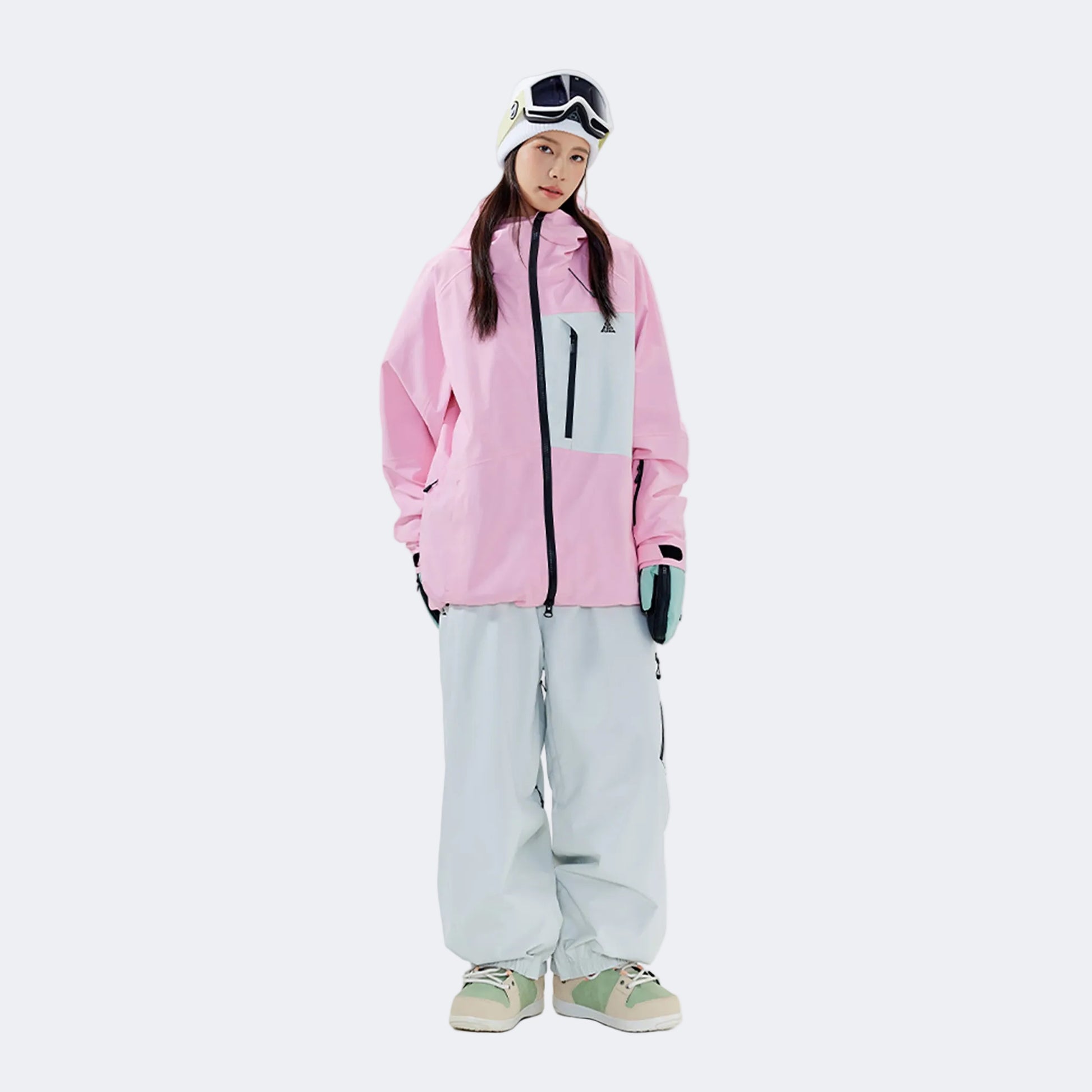 Baby pink jacket + white pants
