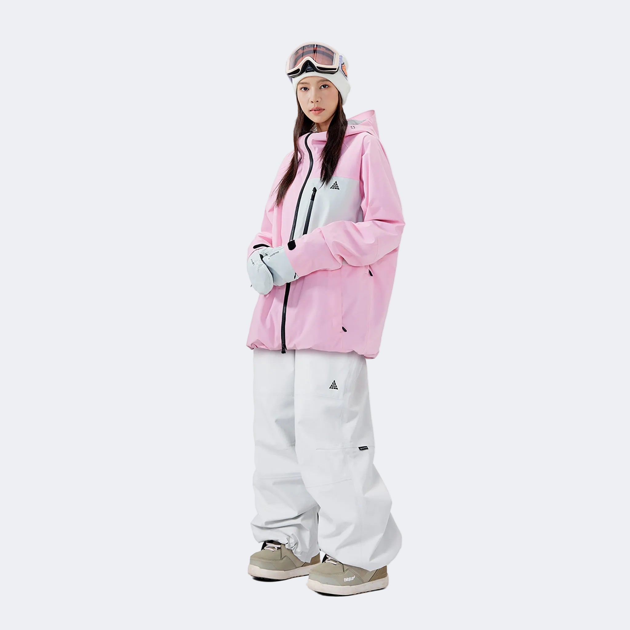 Baby pink jacket + white pants