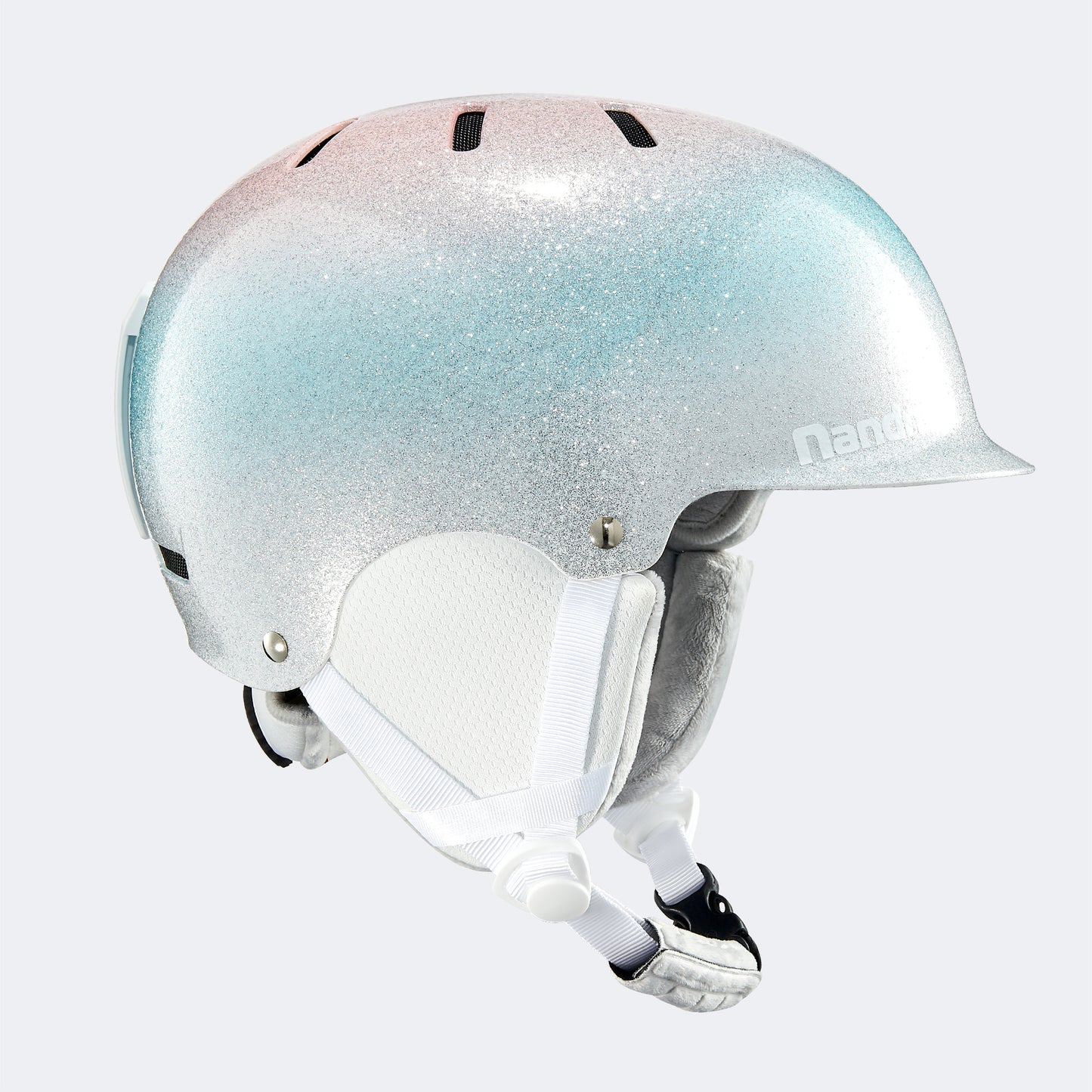 Wide-brimmed warm laser gradient electroplated silver ski helmet NT31 III