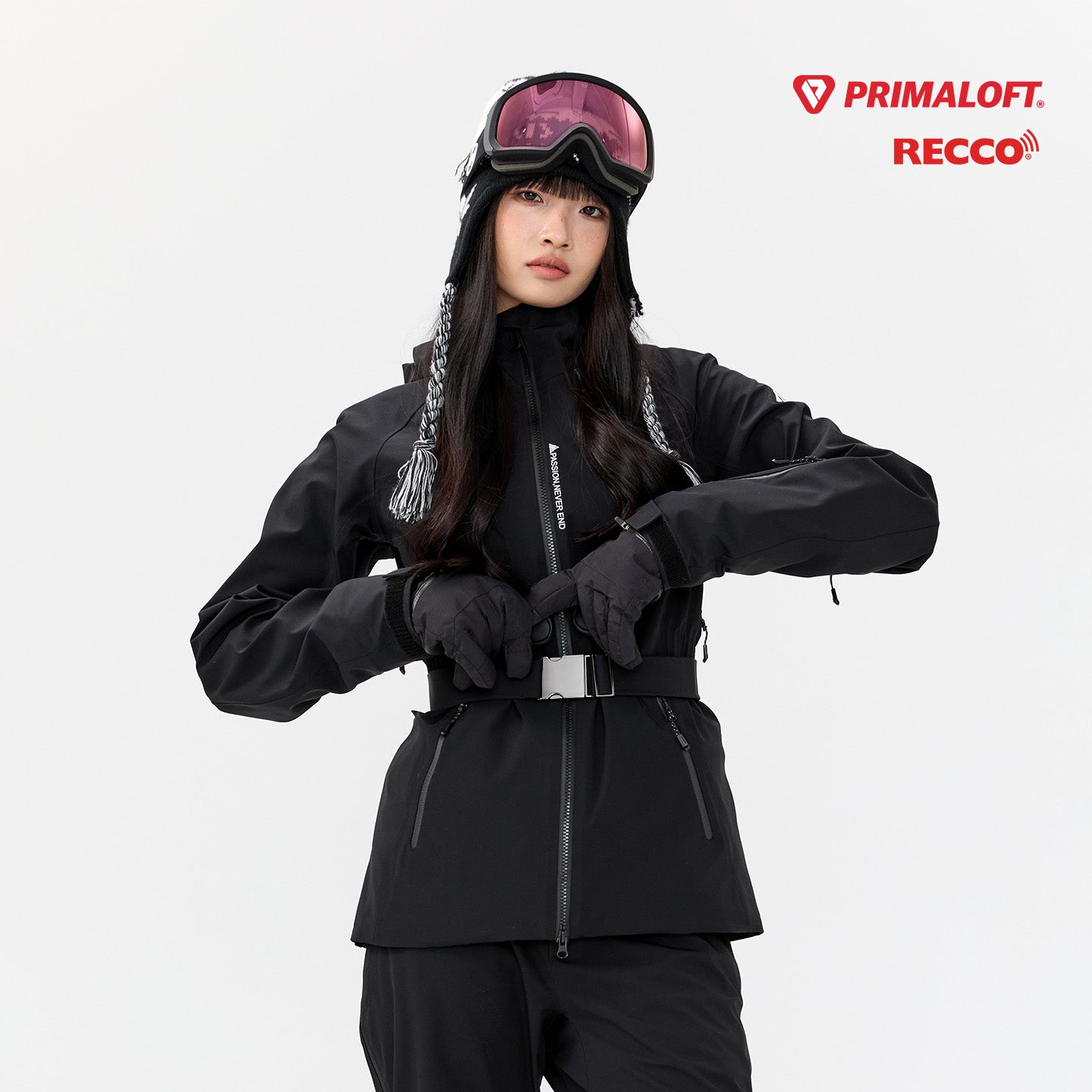 NANEND New Women's Slim Fit Waterproof P-Cotton Warm Ski Jacket