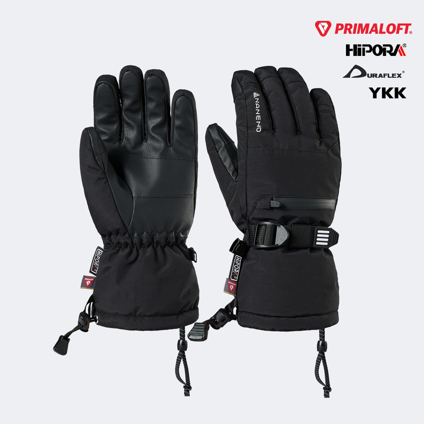 NANEND New Ski Gloves Professional Veneer Gold Standard P Cotton Five Fingers Thickened Waterproof and Warm NS5015
