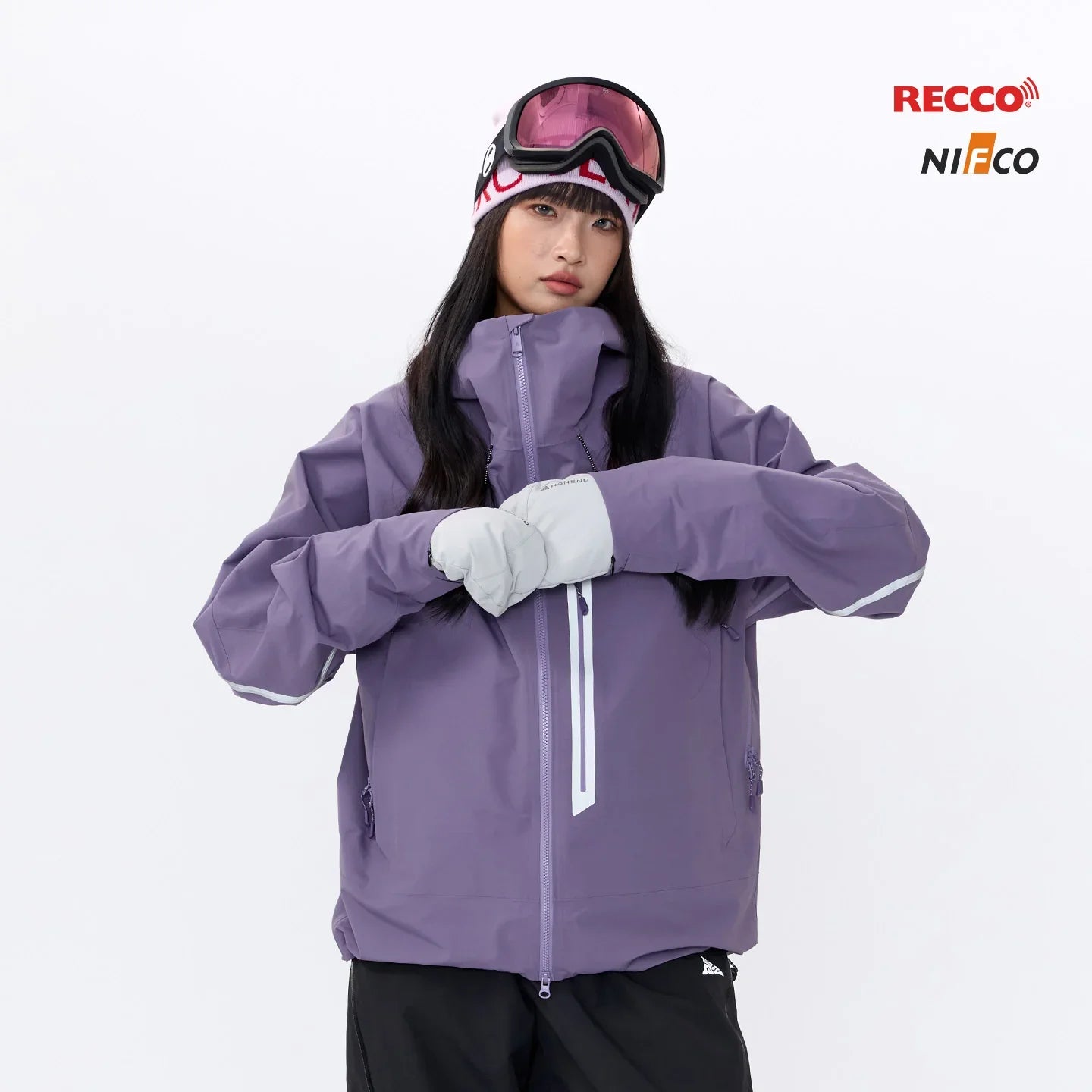 NANEND New 3L hard-shell waterproof reflective design & includes RECCO ski jacket -Unisex