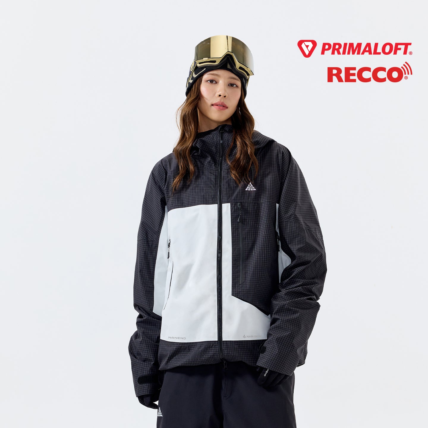 NANEND 25 new plaid color matching P cotton RECCO padded ski jacket single board 3L warm ski suit