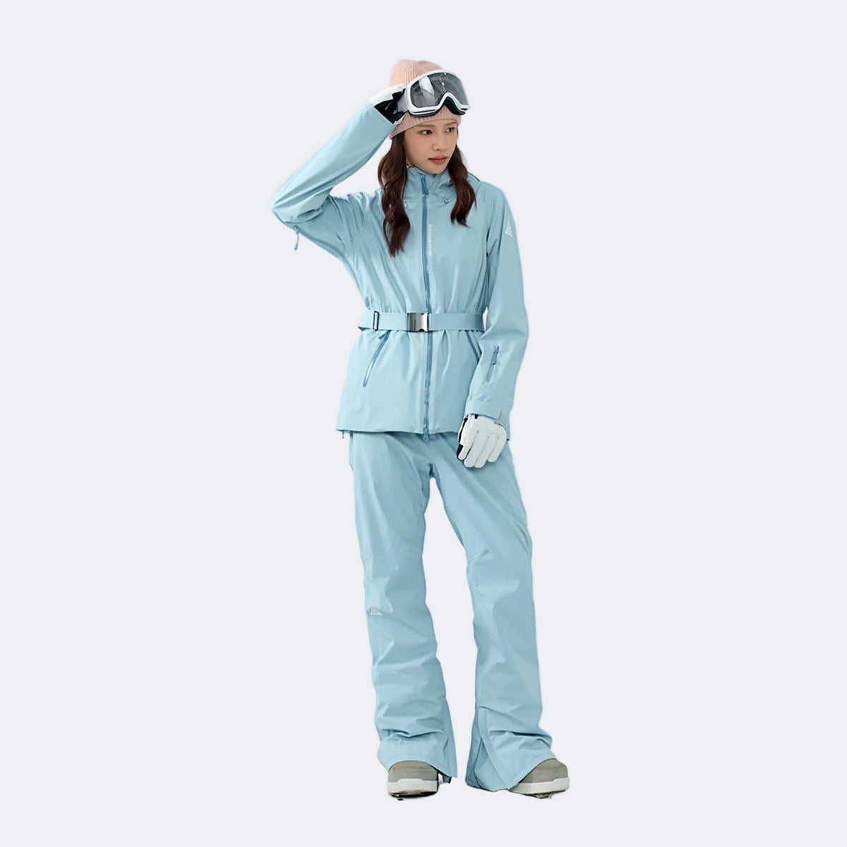 Butterfly Shadow Series Women's Slim-Fit 3L Waterproof & Insulated Ski Suit Set (Ice-blue jacket + ice-blue pants) - NANEND