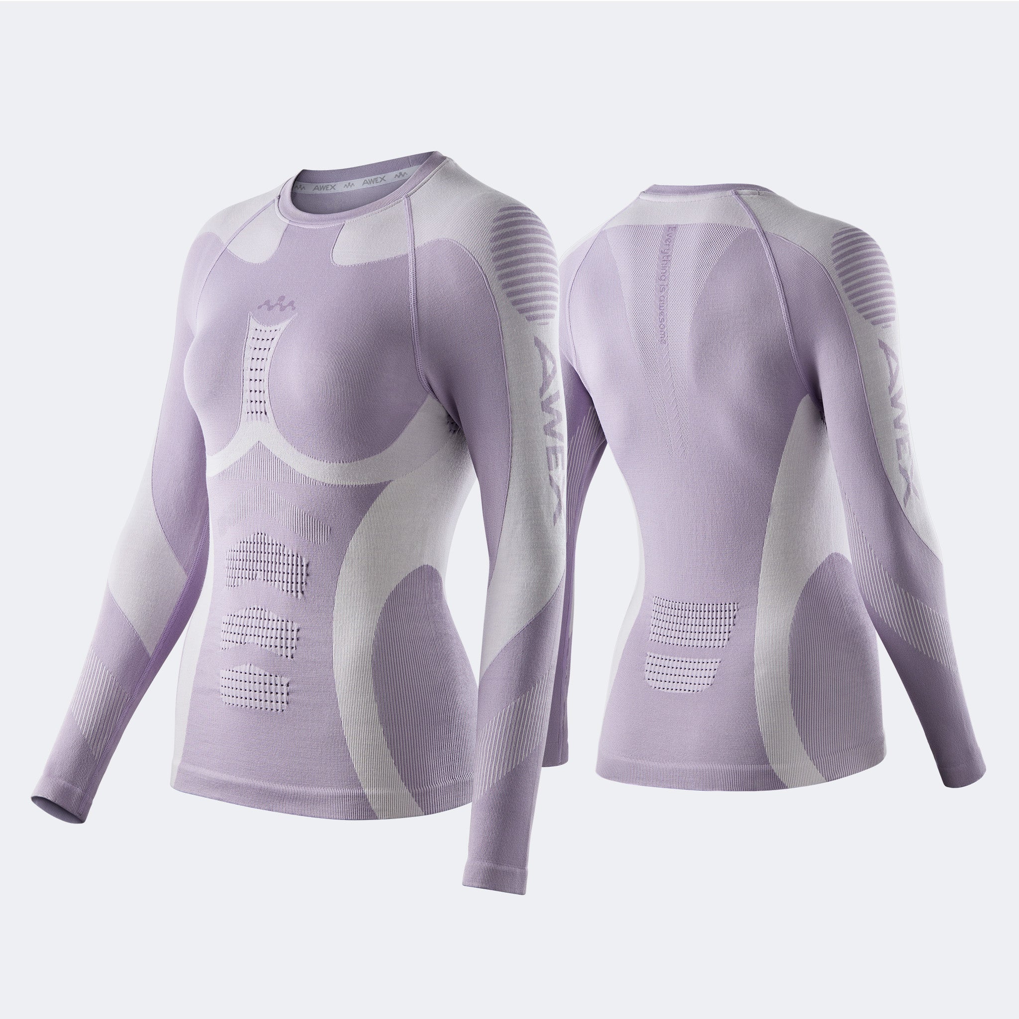 NANEND & AWEX Collaboration: Merino Wool Ski Quick-Drying Shirt with Gradient Compression and KnitzoneX for Women