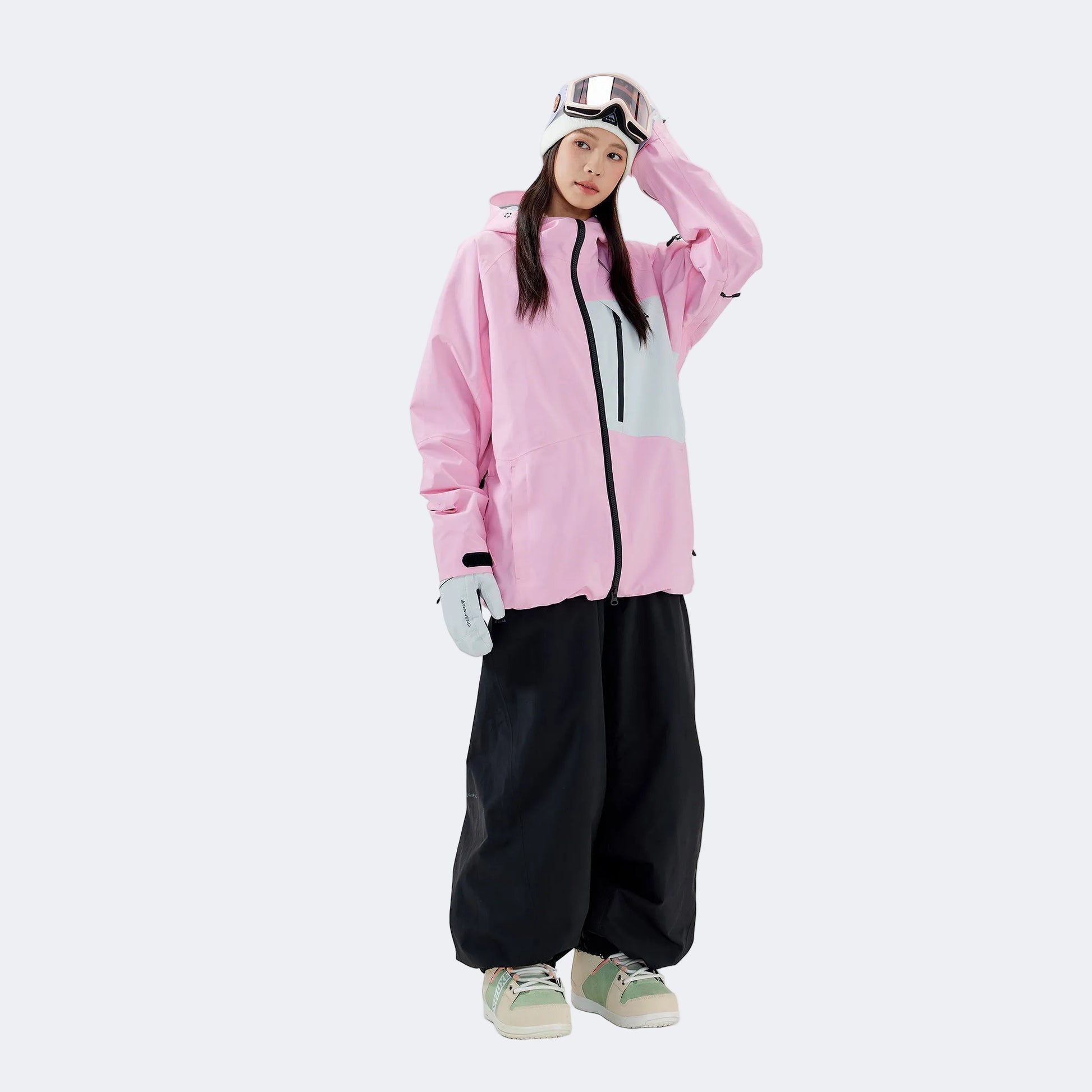 Baby pink jacket + black pants