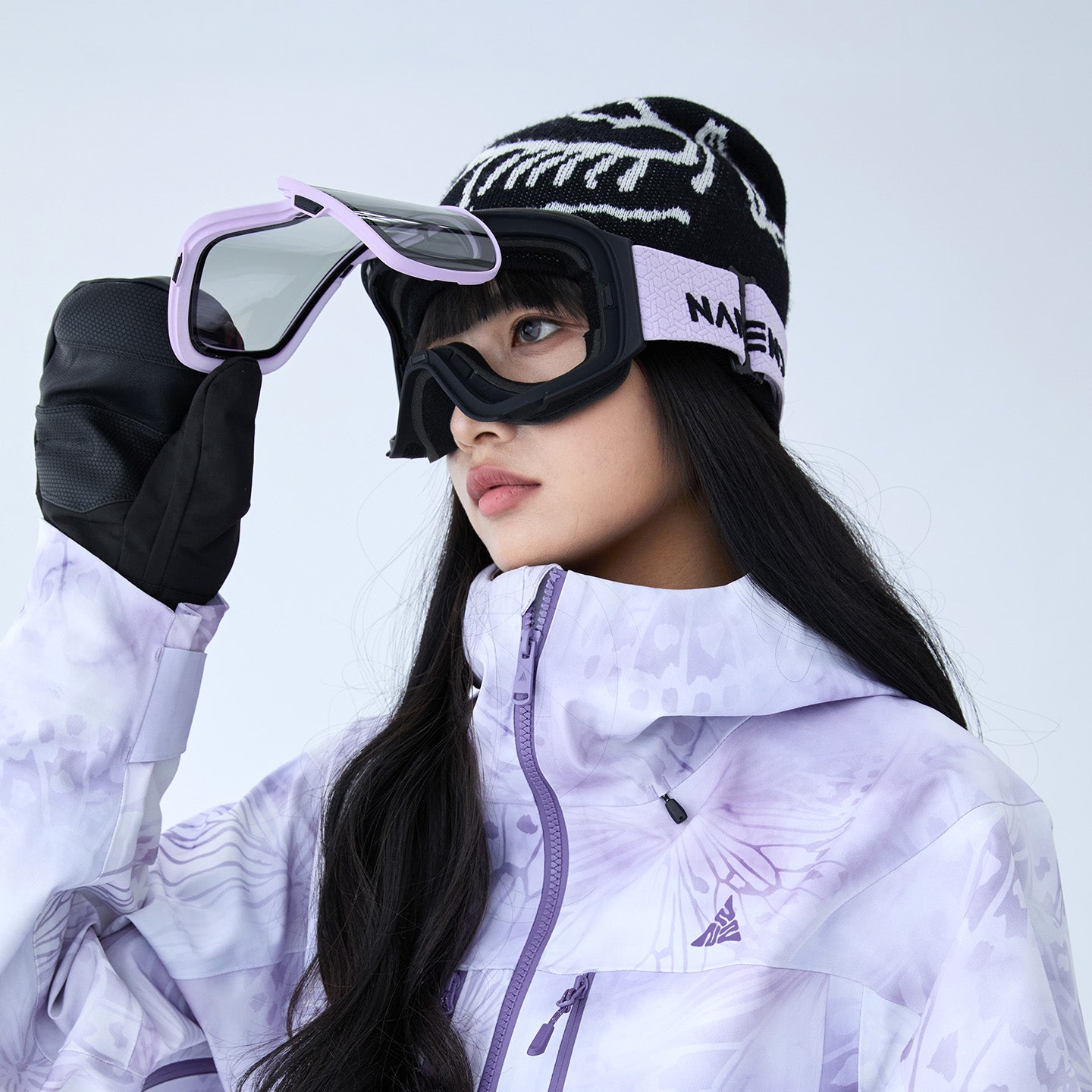 NANEND 25 Neue, kleine, farbwechselnde Flip-Top-Skibrille mit Antibeschlagfunktion NG24MAX 