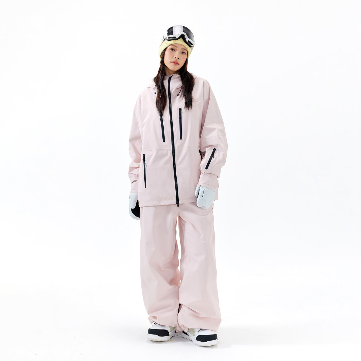 NANEND 3L Loose Waterproof Pink Ski Suit Set - side view