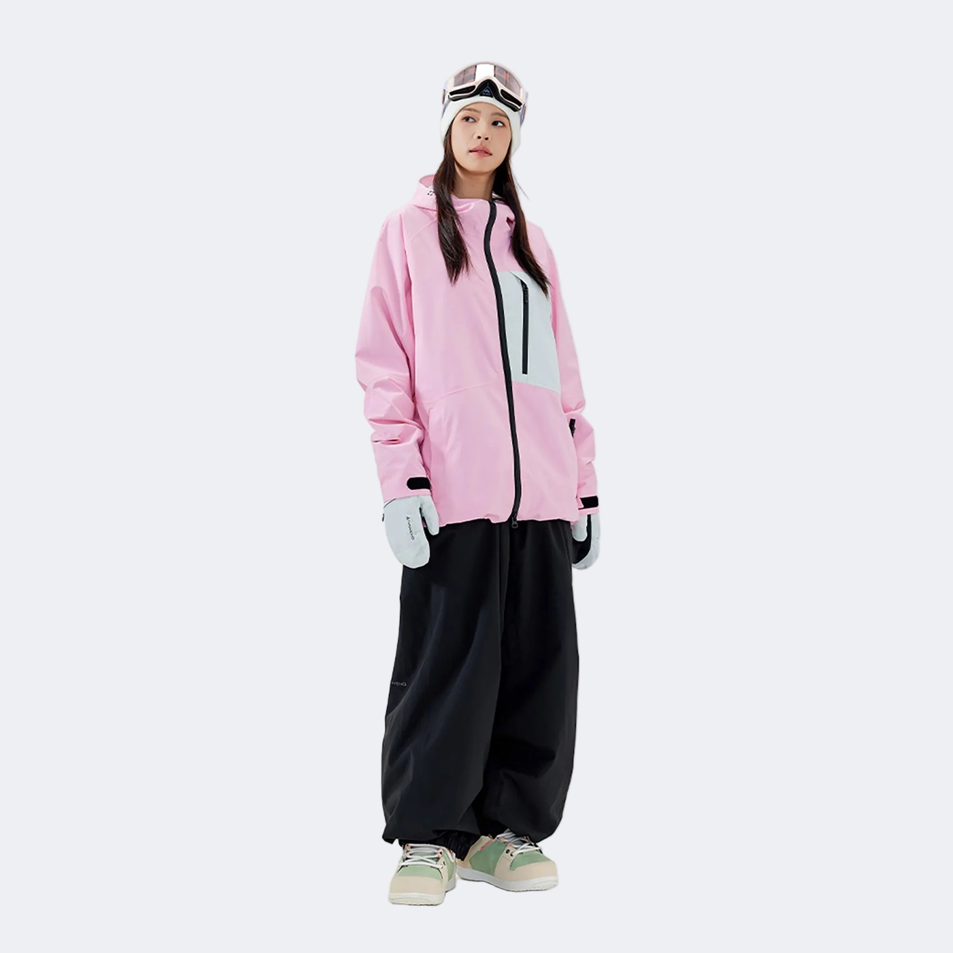 Baby pink jacket +black pants