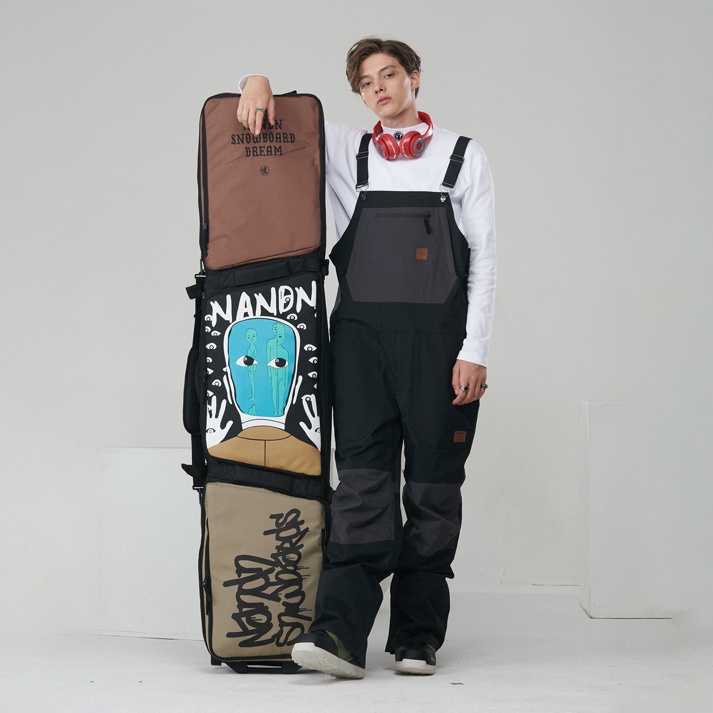 NANEND Waterproof & Abrasion-Resistant Rolling Ski Bag, Large Capacity