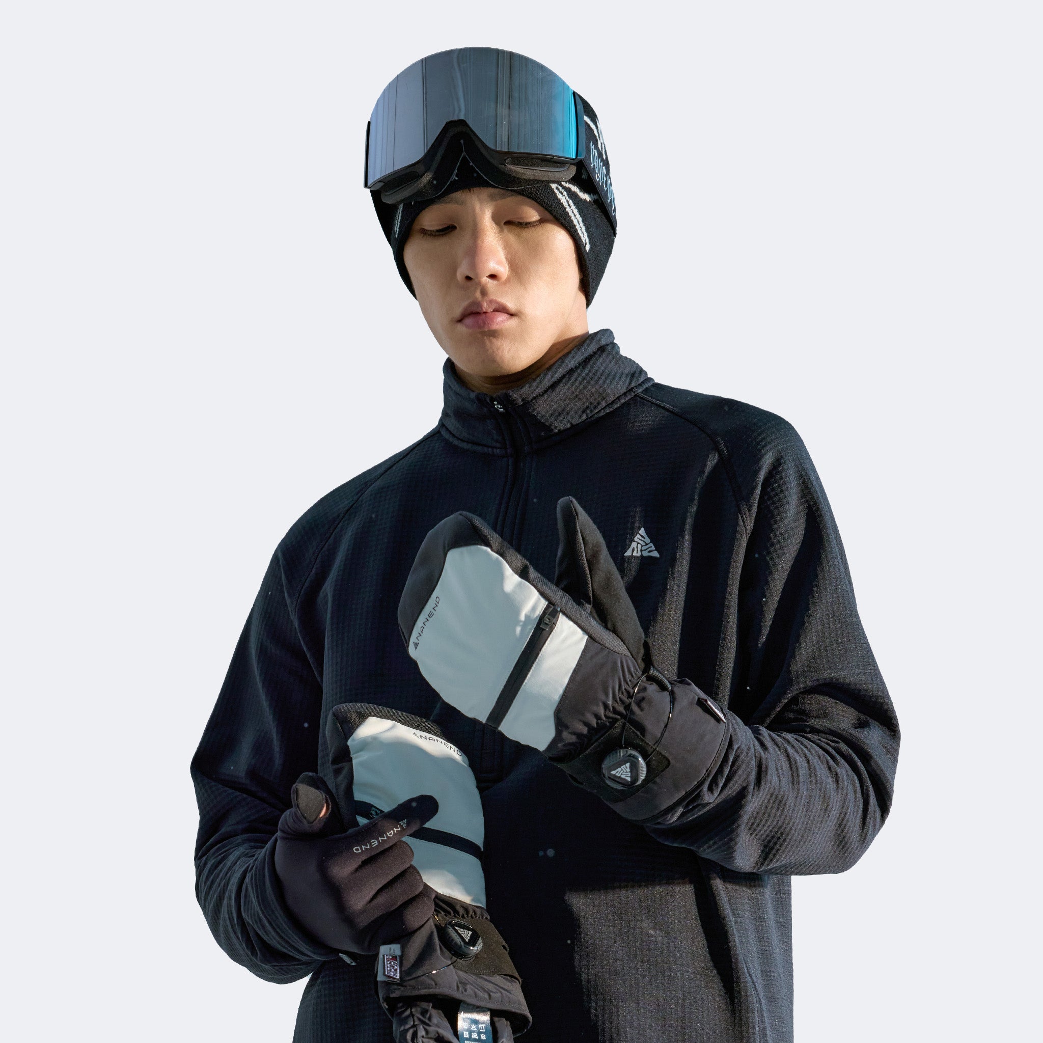 NANEND Cordura durable adjustable ski gloves with rotating buttons