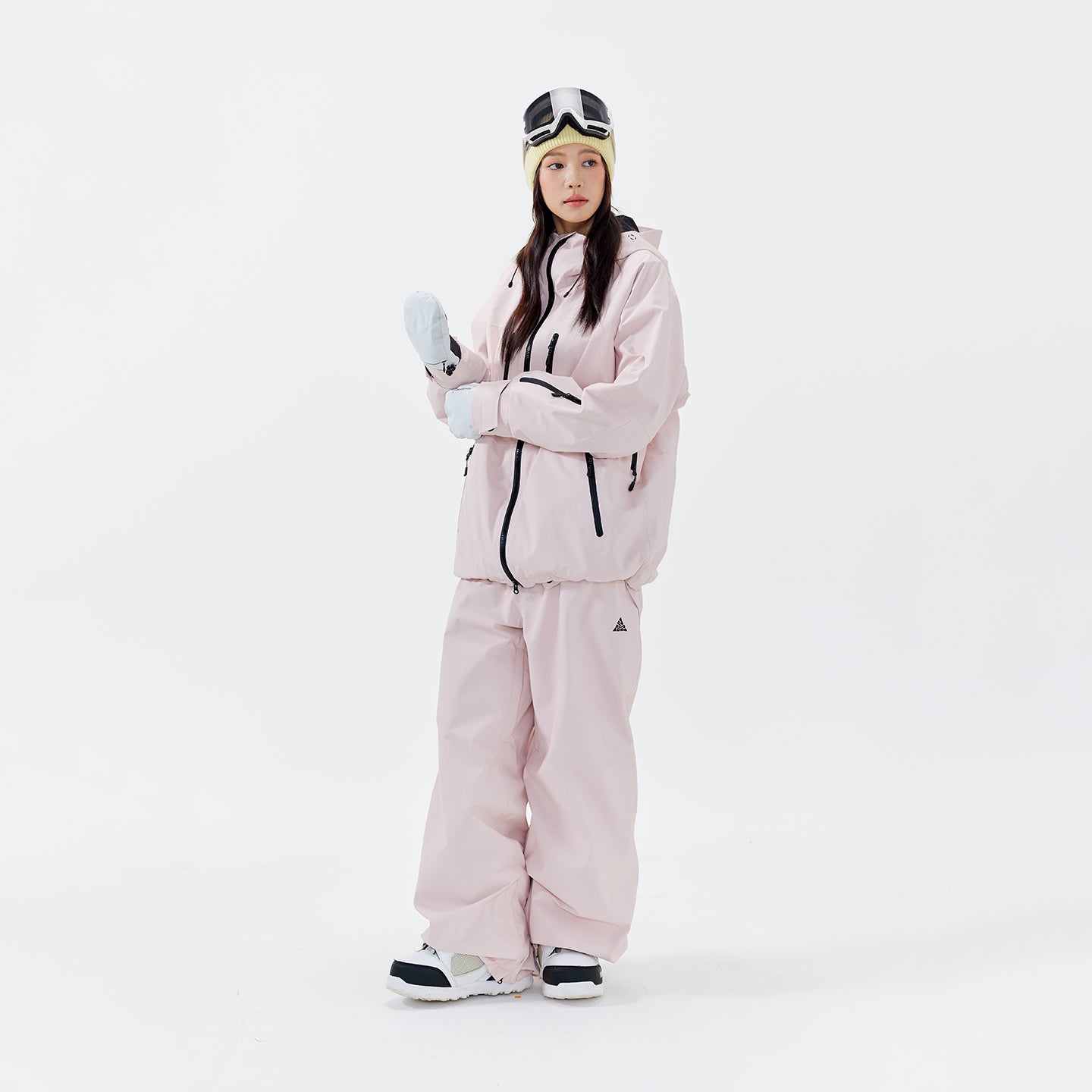 NANEND Women's 2025 New Loose Waterproof Snowboard Thickened 3L Fully Sealed Pink Ski Suit Set
