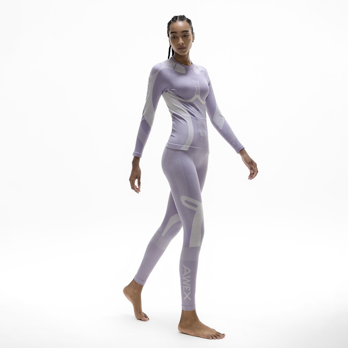 NANEND & AWEX Collaboration: Merino Wool Ski Quick-Drying Shirt with Gradient Compression and KnitzoneX for Women