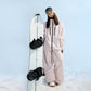 NANEND Women's 2025 New Loose Waterproof Snowboard Thickened 3L Fully Sealed Pink Ski Suit Set
