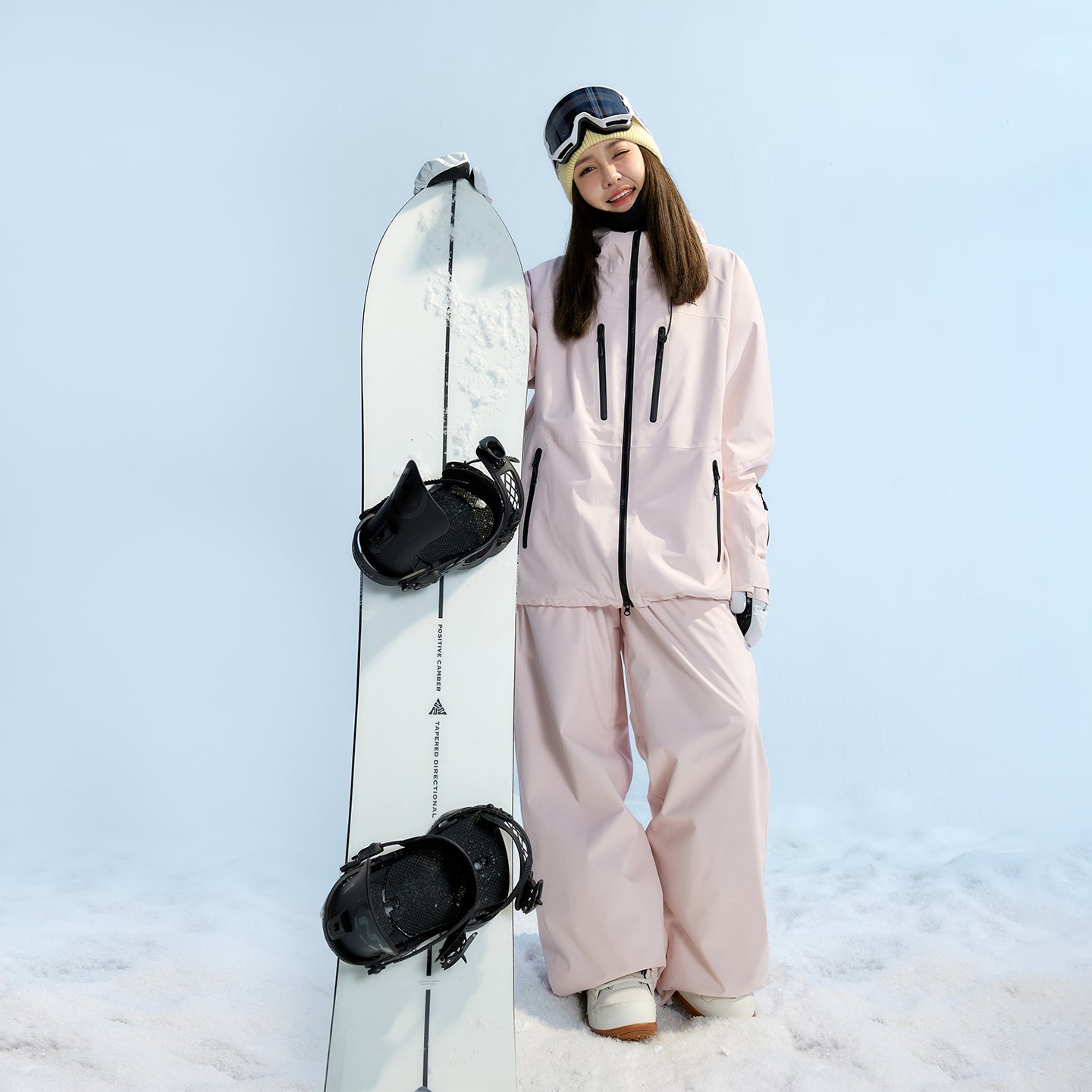 NANEND Women's 2025 New Loose Waterproof Snowboard Thickened 3L Fully Sealed Pink Ski Suit Set
