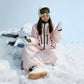 NANEND Women's 2025 New Loose Waterproof Snowboard Thickened 3L Fully Sealed Pink Ski Suit Set