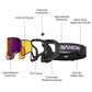 NANEND OTG Ski Goggles Magnetic,  Mazzucchelli Anti-Fog Lenses, HD & Flip-Up Goggles for Men, Women & Youth, UV Protection, Multiple VLT Options