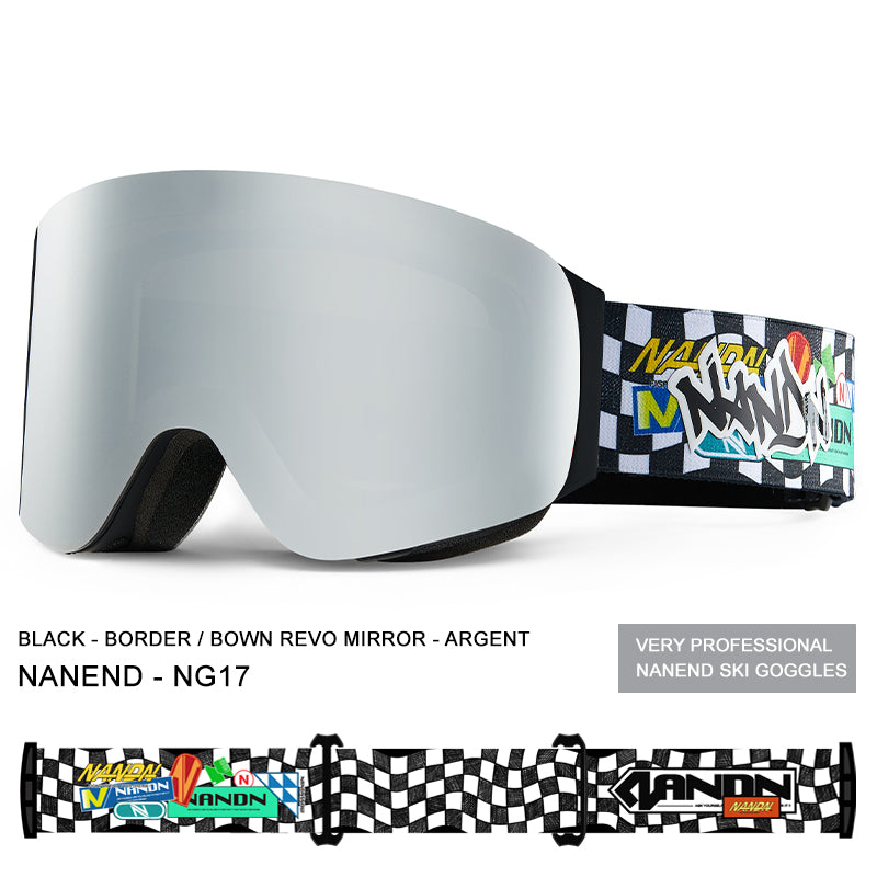 NANEND OTG Ski Goggles Magnetic,  Mazzucchelli Anti-Fog Lenses, HD & Flip-Up Goggles for Men, Women & Youth, UV Protection, Multiple VLT Options