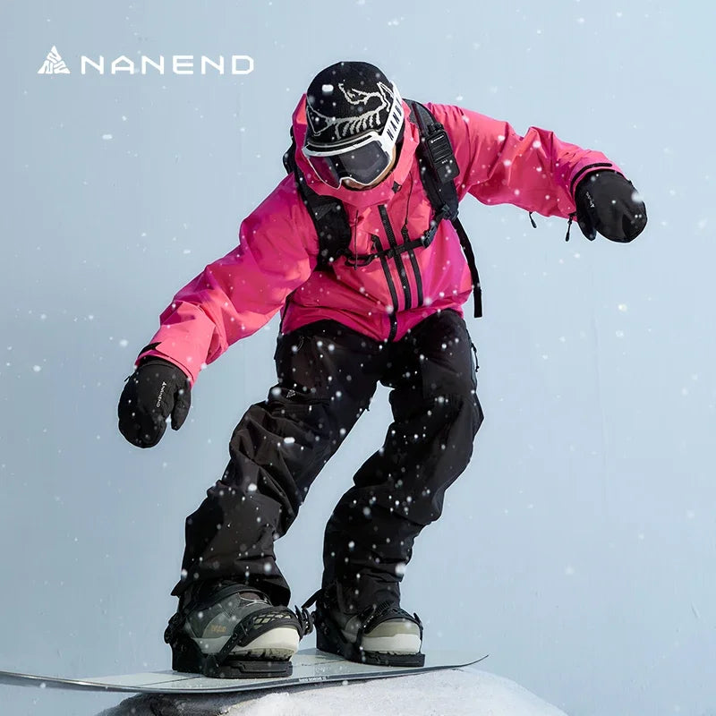 NANEND 3L Snowboard Jacket for Men Women Couple Pullover Top Single Board Professional Ski Suit Windproof Wear-resistant Warm