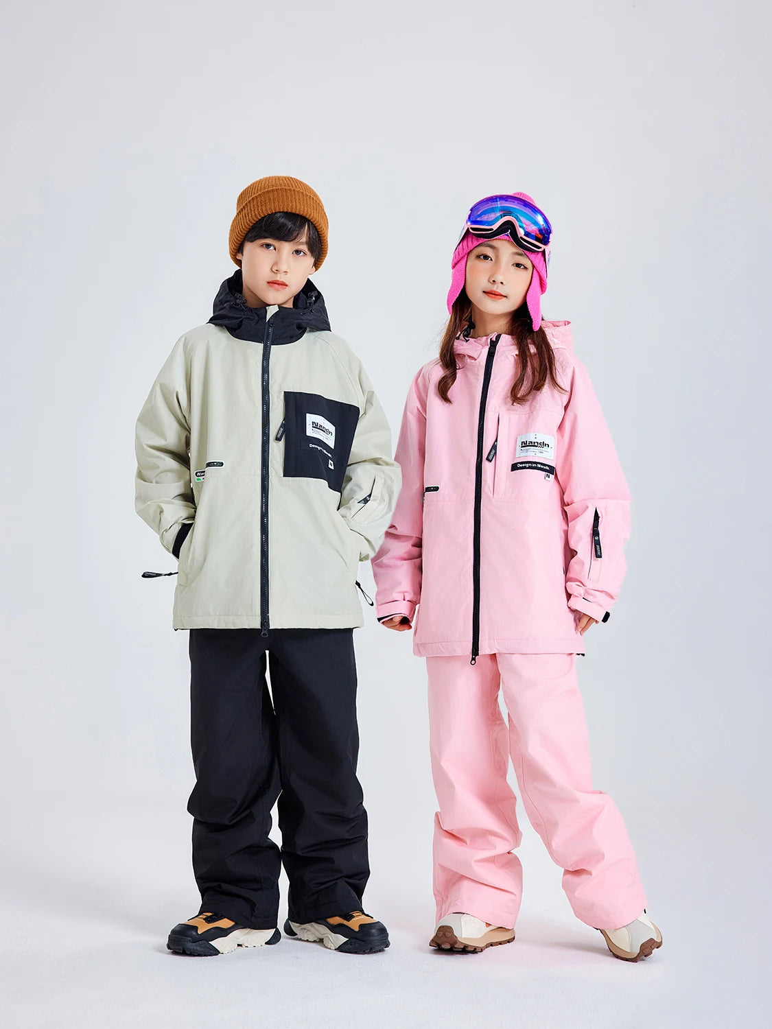 NANEND Children's Ski Suit  Boys and Girls Warm Thickened Waterproof Ski Overalls