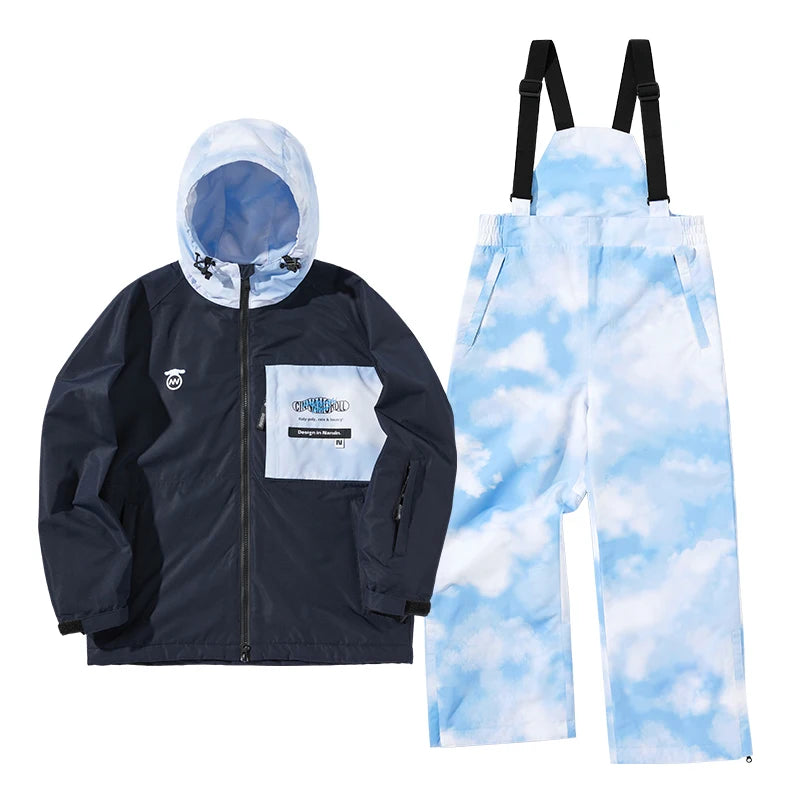 NANEND Children's Ski Suit  Boys and Girls Warm Thickened Waterproof Ski Overalls