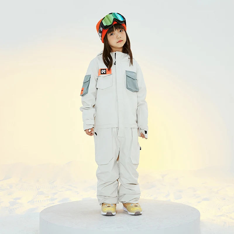 NANEND Children's ski clothing One piece ski suit Waterproof wear-resistant and warm skiing pants and equipment
