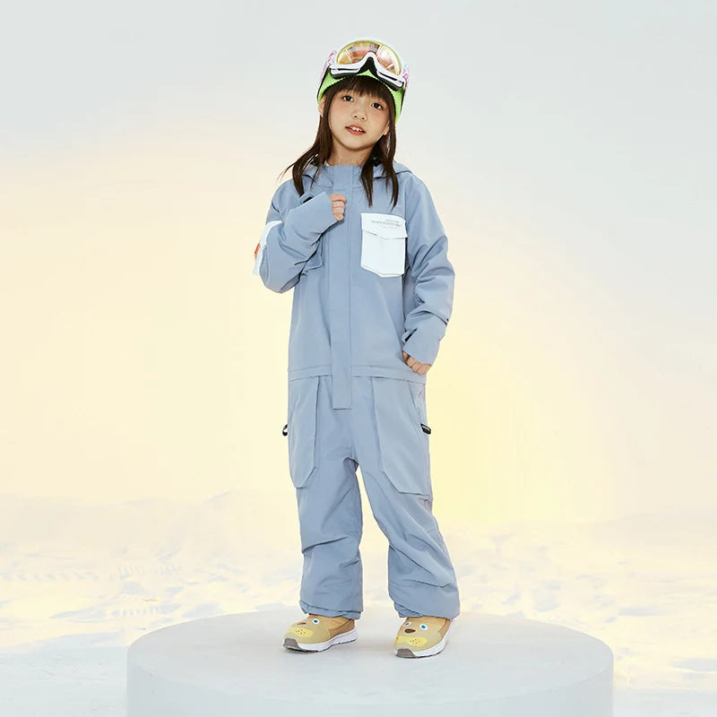 NANEND Children's ski clothing One piece ski suit Waterproof wear-resistant and warm skiing pants and equipment