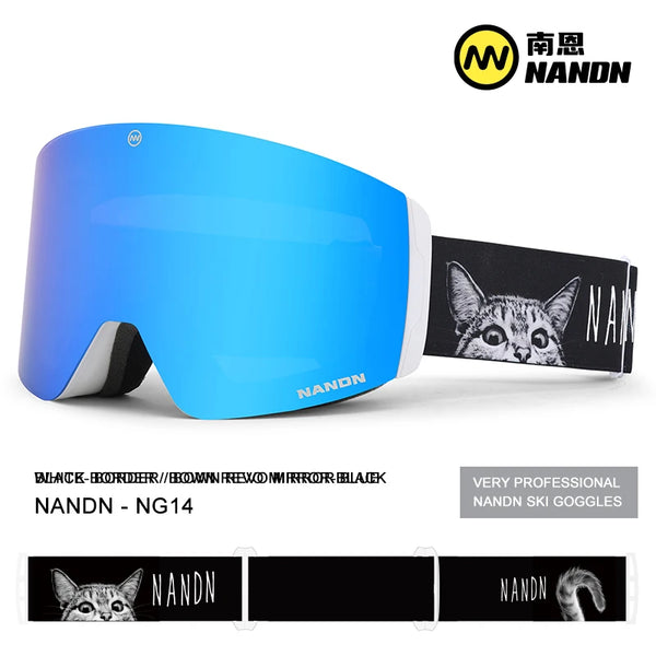 NANDN Double Layers Magnetic attraction Anti-Fog Ski Goggles Snow Snowboard Glasses Snowmobile Eyewear Outdoor Sport Ski Googles