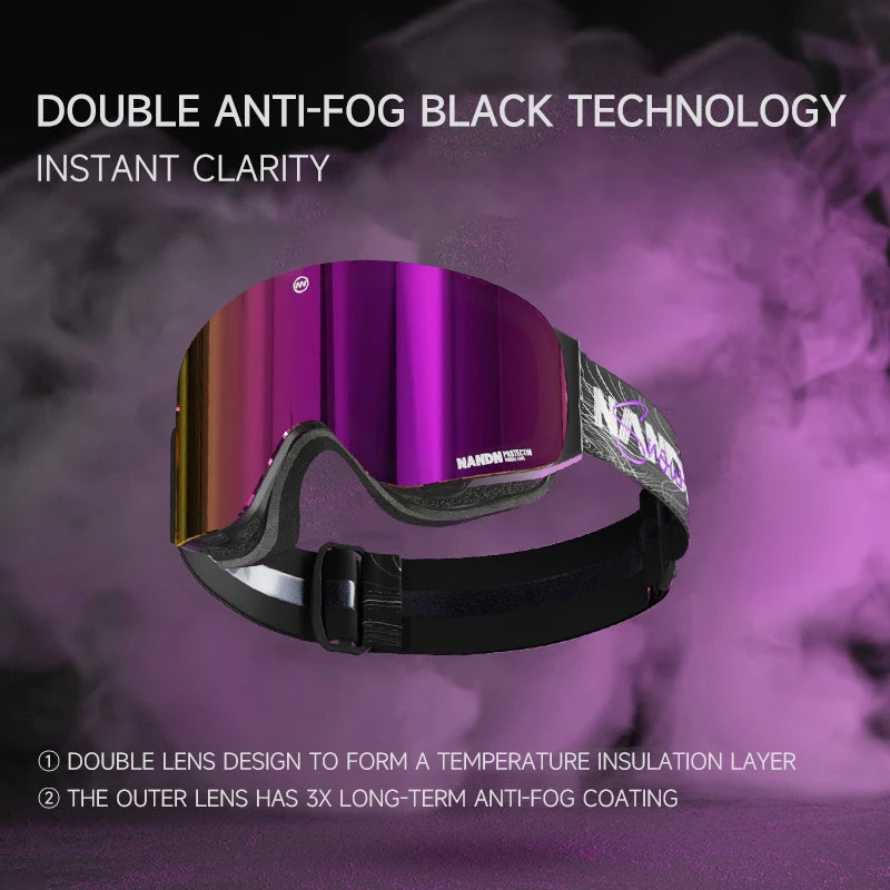 NANEND OTG Ski Goggles Magnetic,  Mazzucchelli Anti-Fog Lenses, HD & Flip-Up Goggles for Men, Women & Youth, UV Protection, Multiple VLT Options
