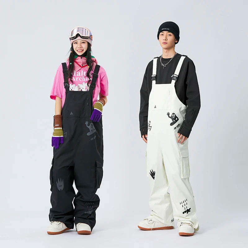 NANEND Winter Unisex Women Men Oversize Ski Pants Outdoor Windproof Waterproof Snow Sports Bibs Trousers Ski Snowboard Pants