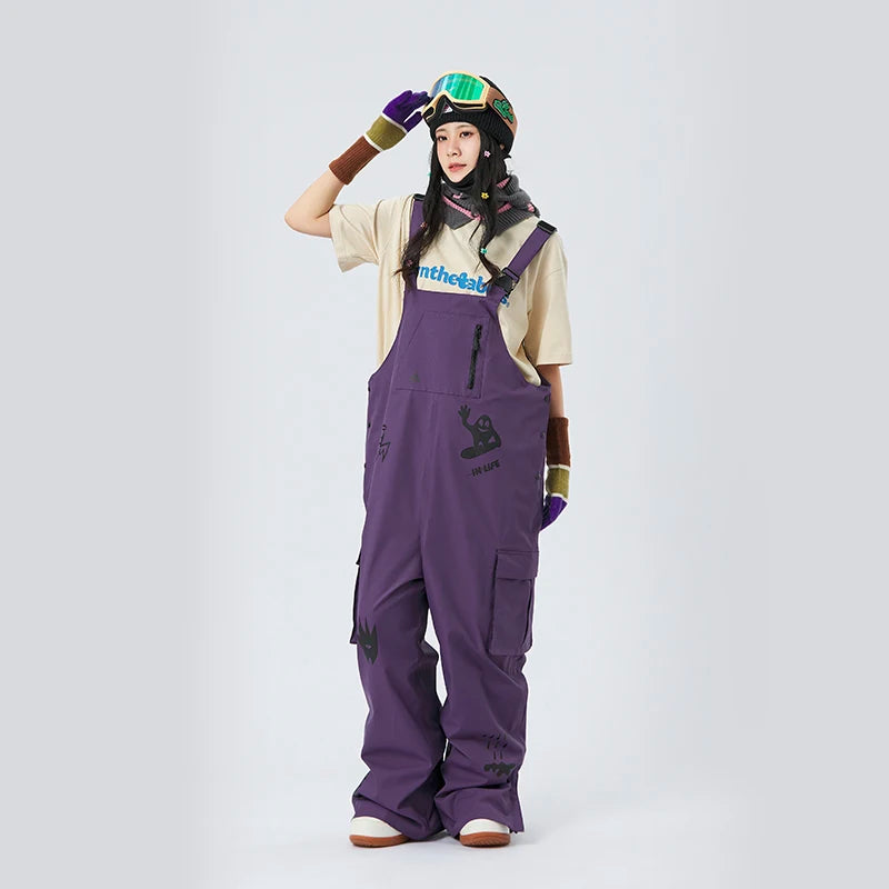 NANEND Winter Unisex Women Men Oversize Ski Pants Outdoor Windproof Waterproof Snow Sports Bibs Trousers Ski Snowboard Pants