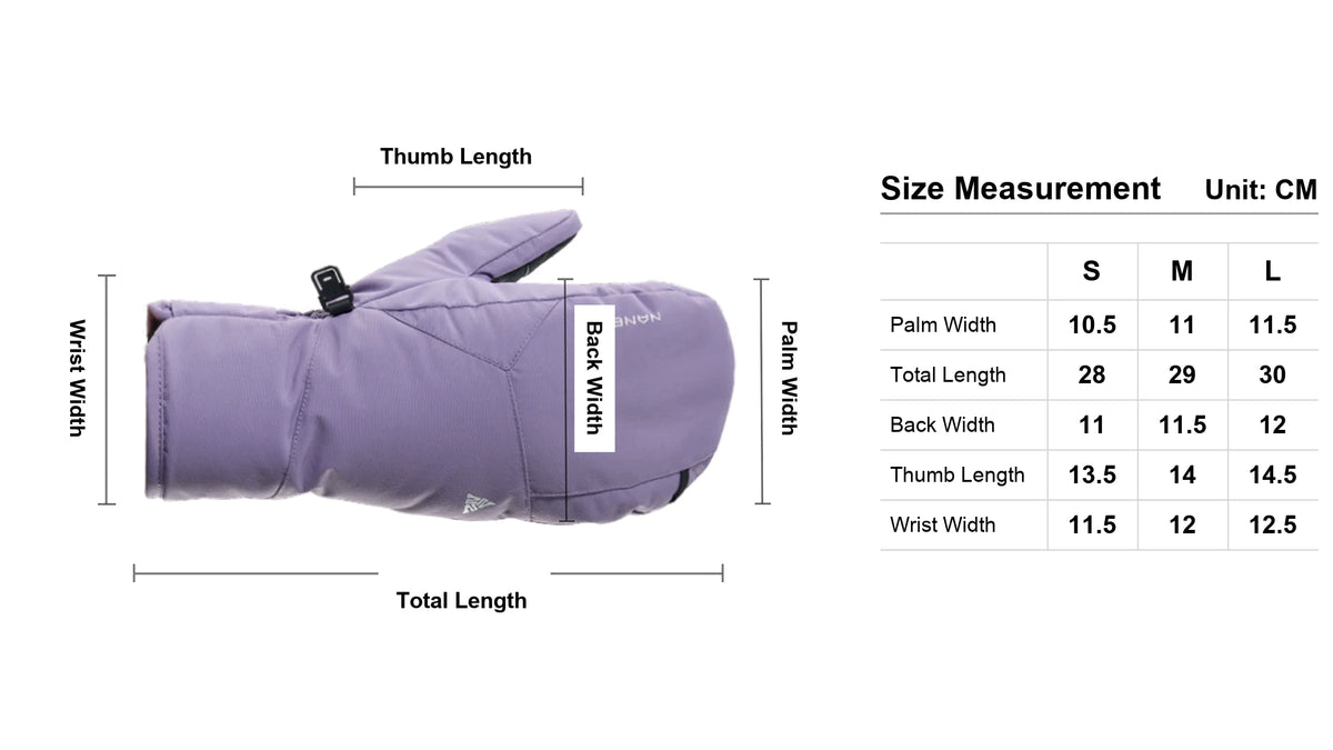 Mitten ski gloves size chart - NANEND NS1161047