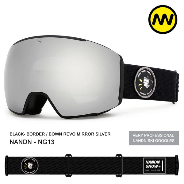 Nandn Ski Glasses Double Layer Antifogging Men's and Women's Large Spherica Glasses Single and Double Plate Goggles card myopia