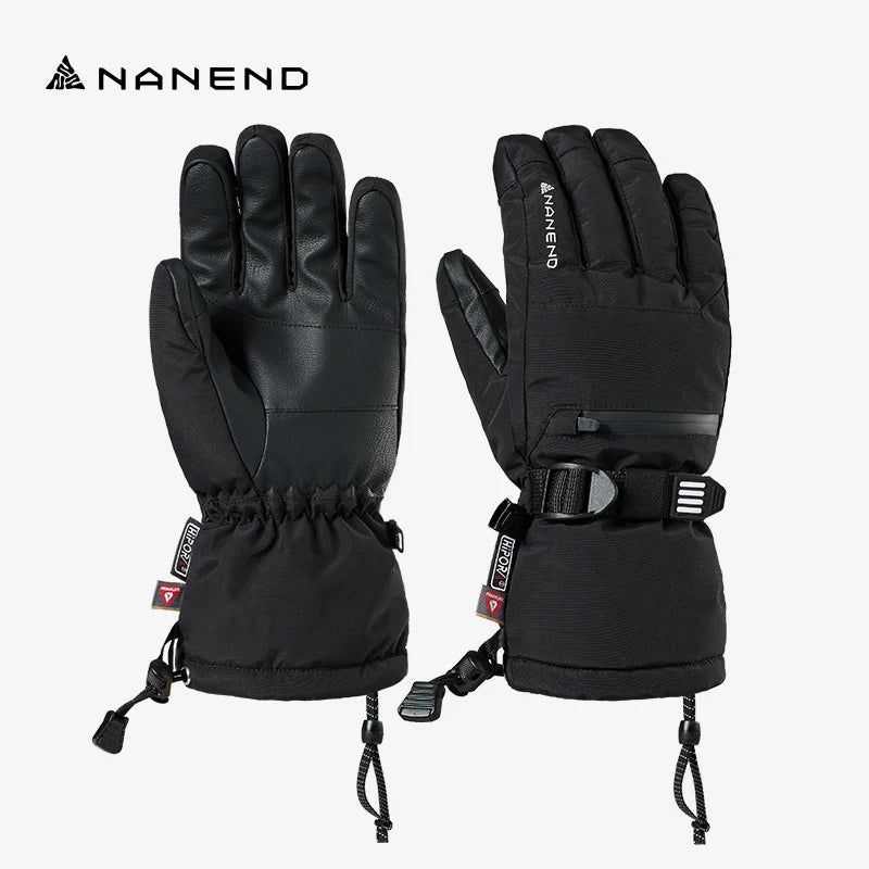 NANEND New Ski Gloves Professional Veneer Gold Standard P Cotton Five Fingers Thickened Waterproof and Warm NS5015