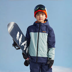 Color-Block Padded Kids' Ski Jacket – Unisex (Sky Azure Blue) – NANEND
