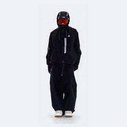 Black Warrior Reflective Trim Hard Shell Ski Suit Set – Unisex