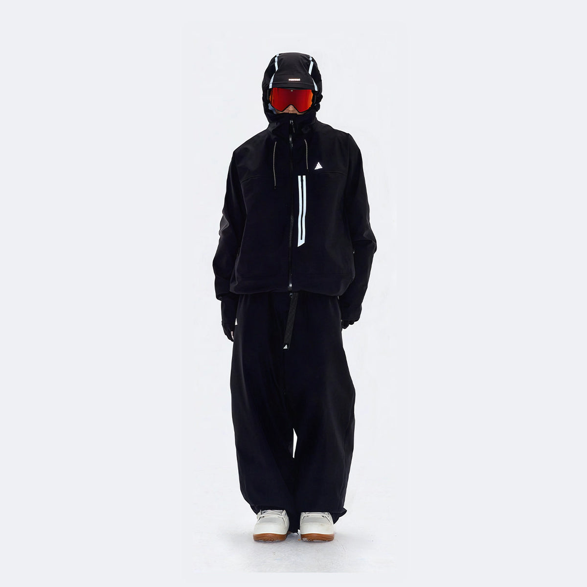 Black Warrior Reflective Trim Hard Shell Ski Suit Set – Unisex