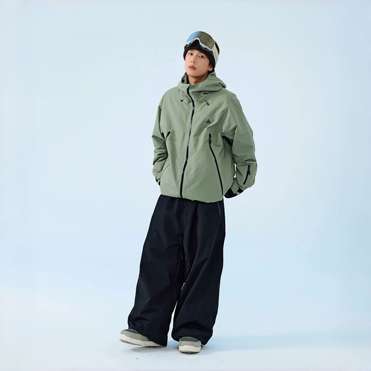 Watercolor Series 3L Insulated Ski Suit Set – Unisex (Pine Sage Green Jacket + Black Pants) - NANEND