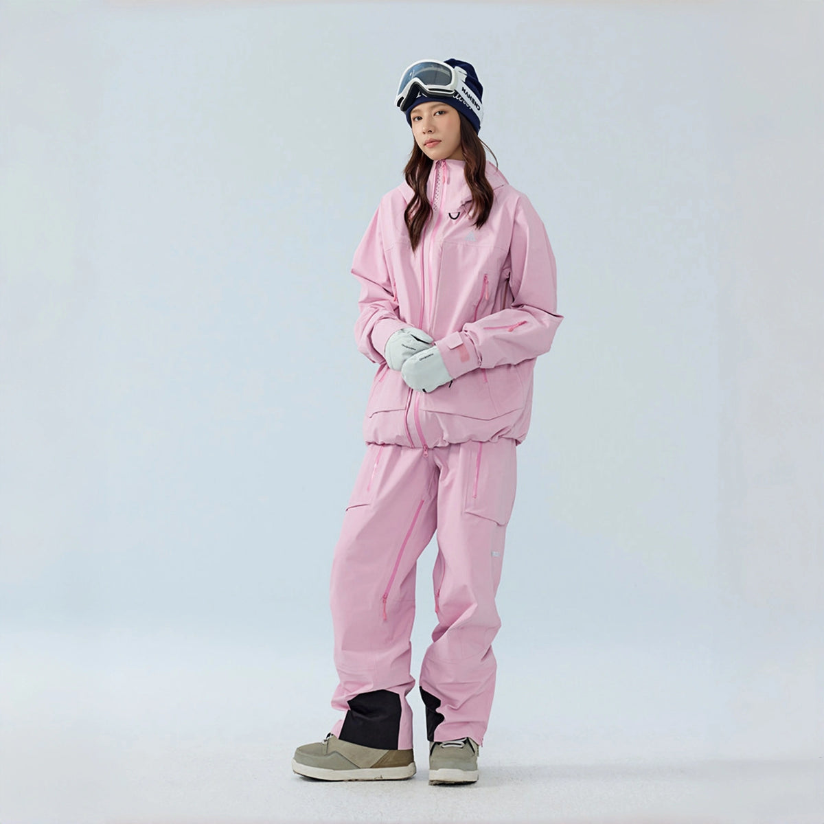 Skyline PRO 3L Hard Shell Ski Suit Set – Unisex (Dusk Snow Pink Jacket + Dusk Snow Pink Pants) - NANEND