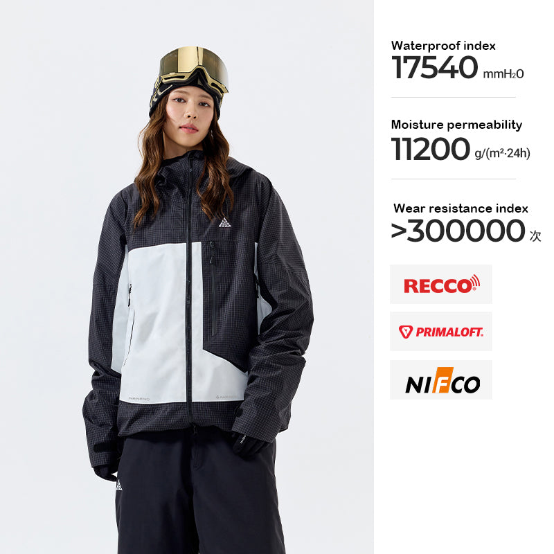 NANEND 25 new plaid color matching P cotton RECCO padded ski jacket single board 3L warm ski suit