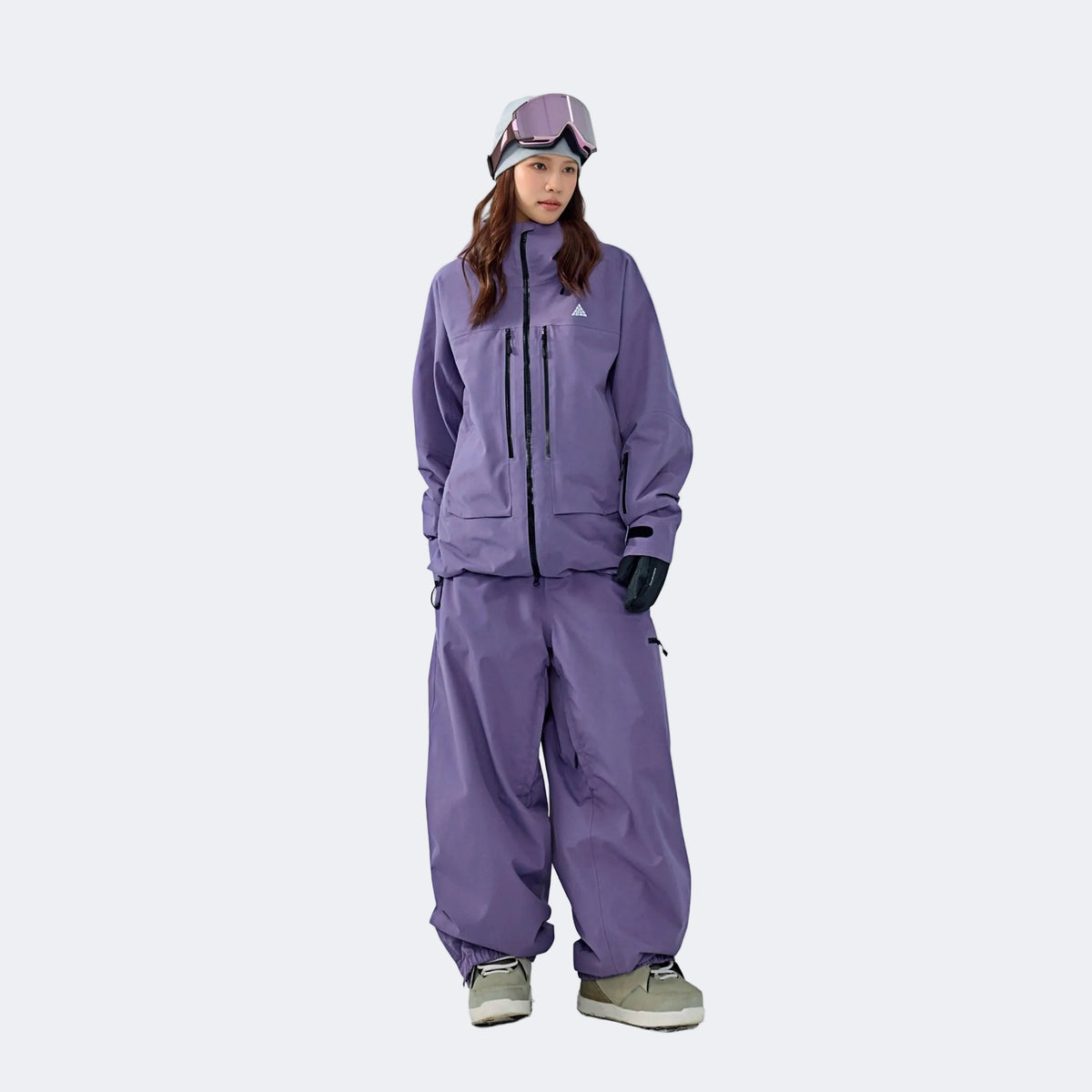 Skyline NOVA Insulated Snowboard Suit Set – Unisex (Smoky Purple Jacket + Smoky Purple Pants) - NANEND