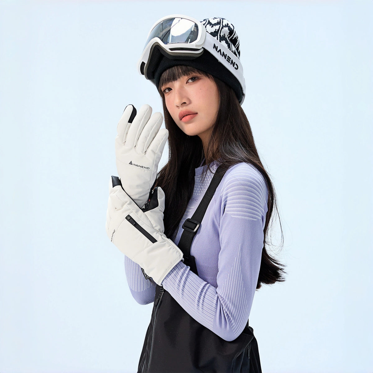 PrimaLoft Gold Waterproof Abrasion-Resistant Ski Gloves (Aurora White) - NANEND