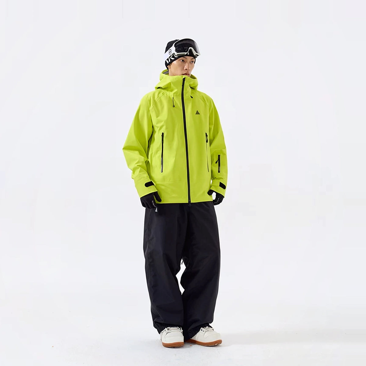 Colorful Shell 3L Hard Shell Waterproof Ski Suit Set – Unisex (Green Top + Black Pants) – NANEND