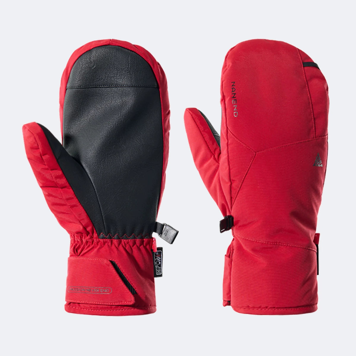 Cinnabar Red ski mittens, product shot - NANEND PrimaLoft® Professional Waterproof Ski Gloves (Cinnabar Red)